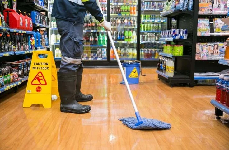 Retail store floor cleaning
