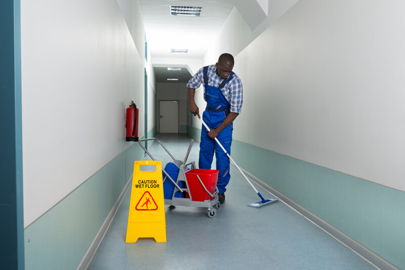 School corridor cleaning
