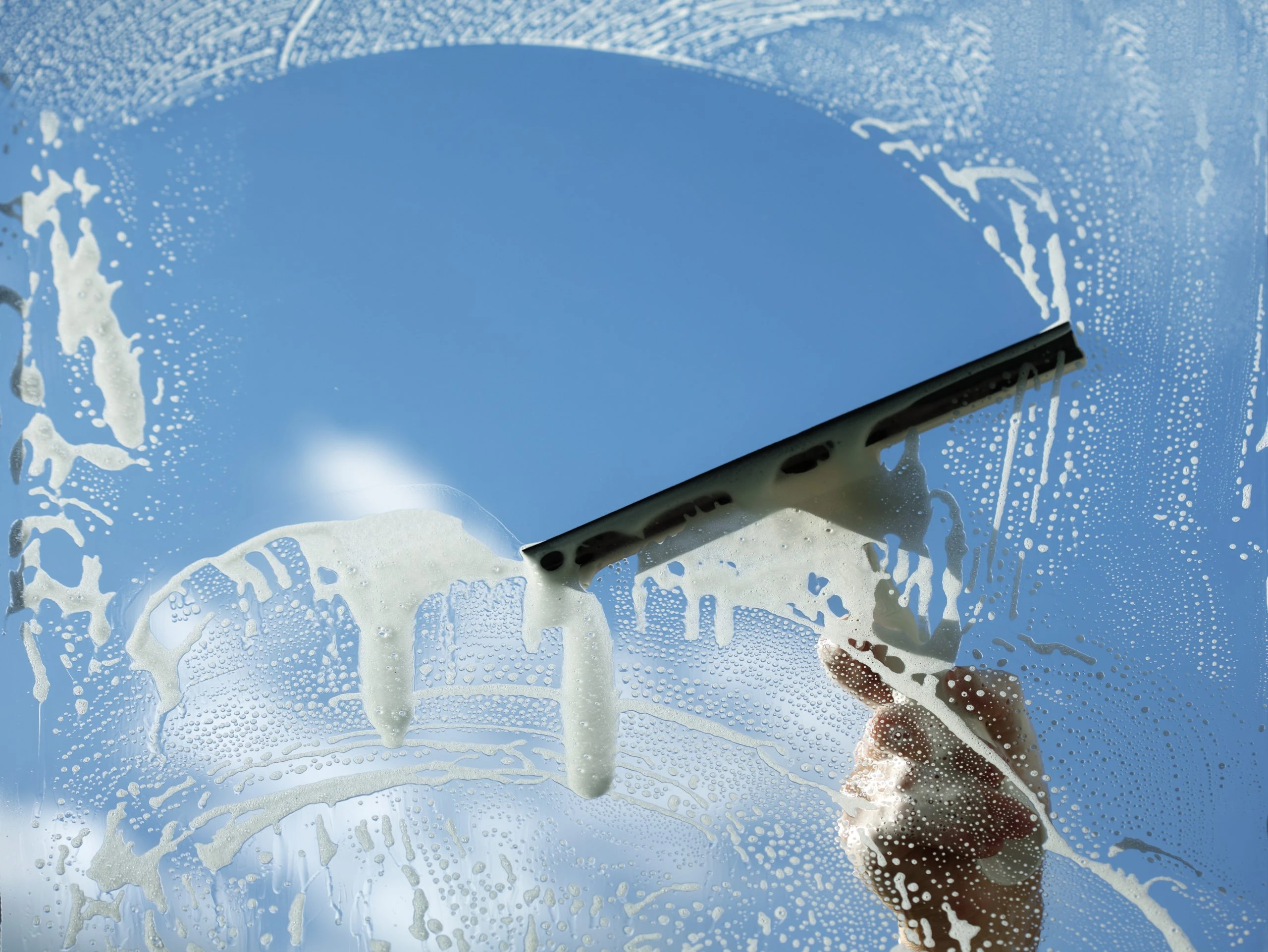 Window cleaning technician at work